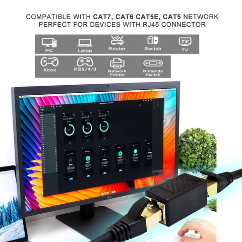 3 Pack Ethernet Coupler Set With Premium Gold Plated RJ45 Connectors, Female To Female Extenders For Cat7 Cat6 Cat5 And Cat5e Cables, Plug And Play No Tools Needed, Extends Network Up To 328 Feet With Stable High Speed Link.