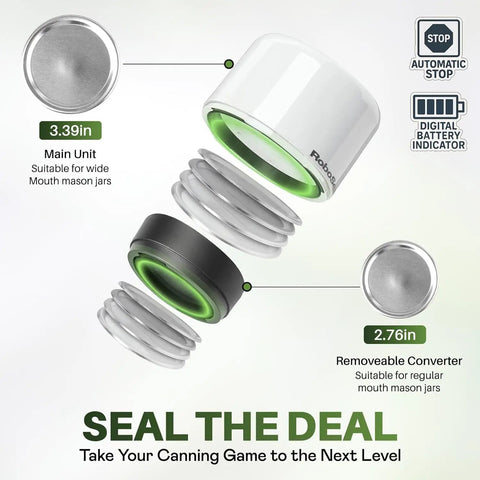 Cordless Mason Jar Vacuum Sealer With 10 Lids One Touch Auto Stop Rechargeable Food Preserver components diagram