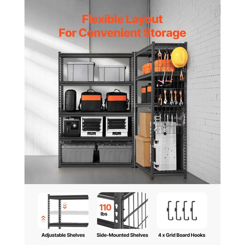 Beefy Industrial Storage Shelving Unit With 5 Tiers And 2500 Lbs Total Capacity showcasing flexible layout in garage setting