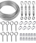 Turnbuckle Wire Tensioner Kit 100 Feet Vinyl Coated Stainless Steel Cable One Sixteenth Inch With M5 Turnbuckles and accessories