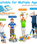Children playing with Totally Fun 10 In 1 STEM Building Set For Kids Ages 4 To 8 A 167 Piece Creative Engineering Kit in various models