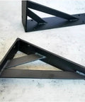 2 Pack Straight Up Heavy Duty Triangle Shelf Brackets Built Like A Tank For Wall Mounted Floating Shelves Rugged Carbon Steel Corner Supports With Mounting Hardware Matte Black 31.5 Inches on a surface.