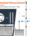 Detailed measurements of Heavy Duty Garden Pitch Fork With 18 Tines And 53 Inch Non Slip Adjustable Steel Handle