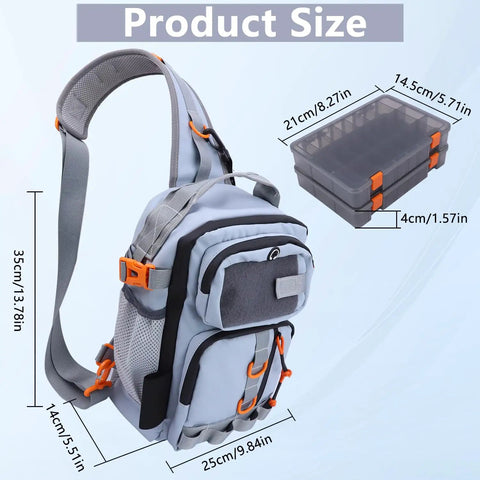 Lightweight Fishing Backpack With Dual Tackle Boxes And Rod Holder Water Resistant Gear Pack For Freshwater Fishing Hiking Or Camping With Easy Access Pockets Gray product dimensions