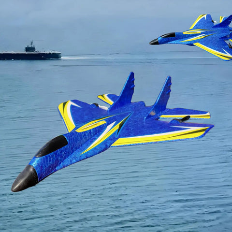 Ready To Fly 2 Channel RC Airplane with Gyro for Kids and Adults Durable EPP Foam Jet Toy flying over water