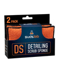 Packaging of Microfiber Detailing Scrub Pads 2 Pack For Car Interior Cleaning And Detailing Safe On Leather Vinyl Plastic Scratch Free
