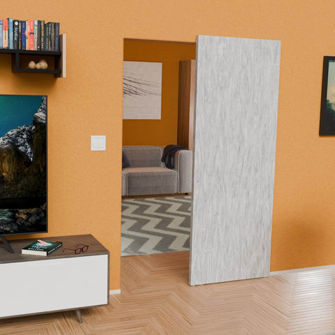 Soft Close Concealed Door Hardware Kit With Hidden Sliding Track for 31 to 43 Inch Doors installed in modern interior