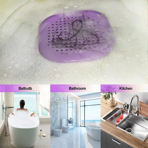 Hair Drain Catcher Square Drain Cover made from silicone with strong suction cup for shower bathroom tub and kitchen, purple