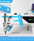 Automatic Needle Threader For Sewing Machines, 4 In 1 Multitool With Built In Ruler, Magnifier And Magnetic Seam Guide, blue
