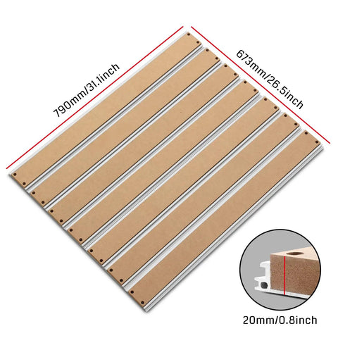 6060 Aluminum And MDF Hybrid Spoilboard Table for CNC Router, 790x673x20mm dimensions, with detailed material view