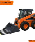 Clamp On Debris Forks For 48 Inch Bucket, 2500 Lbs Heavy Duty Fork Attachments For Skid Steer And Tractor Loader on orange loader