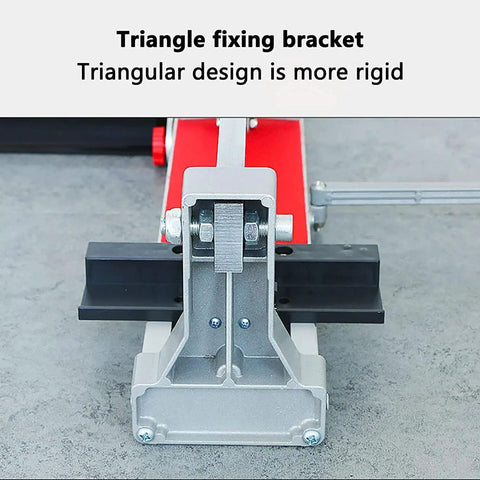 600mm To 1000mm Manual Tile Cutter with single rail laser positioning, heavy duty steel frame, triangular fixing bracket detail
