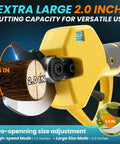Cordless Brushless Electric Pruning Shears With 2.6 Inch Opening And Dual 2Ah Battery Pack, showing blade cutting wood.