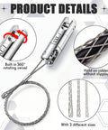 Heavy Duty 1 Ton Cable Puller Swivel Tool With 3 Mesh Grip Socks For Wire Tugging Up To 12 Mm, showing a 360° rotating swivel.