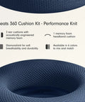 Premium Replacement Ear Pads And Headband Cushions For Over Ear Headsets Performance Knit breathable navy ear cushions with memory foam.