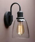Dope Retro Black Gooseneck Wall Sconce 1 Light Industrial Aluminum Fixture With Clear Glass Shade E26 Bulb Compatible