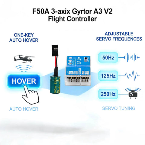Flight Controller Stabilizer With Auto Hover And 3 Axis Gyro For RC Aircraft F50A A3 V2 System with one-key hover feature