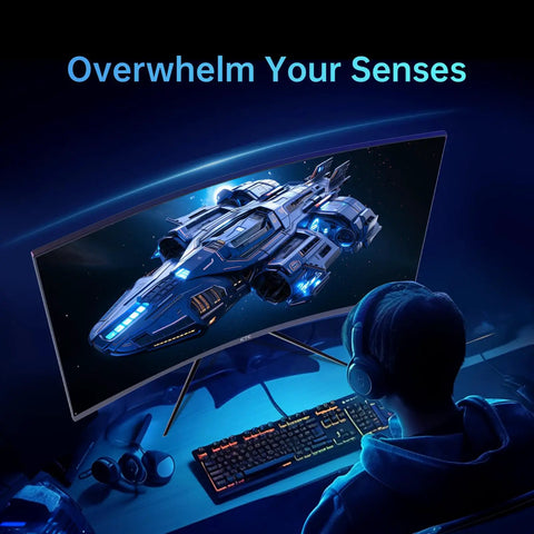 32 Inch Curved Gaming Monitor With 240Hz Refresh Rate And 1ms Response Time 1500R Screen 1080p Sharp Picture in use by gamer