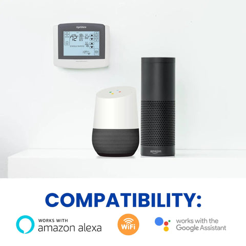 Image showing compatibility of Programmable Touchscreen Thermostat For Easy Home Comfort And Energy Savings with smart devices.