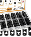 76 Piece M6 Barrel Nut Set Black Carbon Steel Heavy Duty With Galvanized Finish, cross dowels slotted nut kit in box