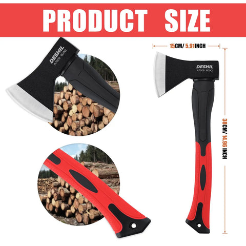 15 Inch Camping Axe With Sheath For Chopping And Splitting Forged 45 Carbon Steel Hatchet With Rust Resistant Finish and sheath