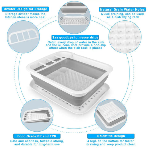 Must Have Collapsible Over Sink Dish Rack With Drainboard, Portable Kitchen Counter Drying Rack, space-saving design features