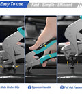 Using Straight Up Pro Grade Car Clip Pliers to remove a plastic fastener from a vehicle dashboard, demonstrating its ergonomic grip.