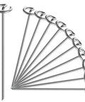 12 Inch 8 Gauge Circle Top Landscape Fabric Staples Galvanized Steel Garden Pins For Weed Barrier Sod Landscaping Outdoor Use Pack Of 25 50 Or 100 Pcs Heavy Duty Rust Resistant Stakes displayed in a fanned layout