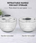 Big Ol 6.3 Qt Salad Spinner With Fully Removable Lid One Hand Press Pump Instant Stop Brake Button Retractable Handle