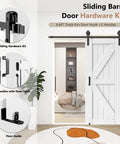 Heavy Duty 6.6Ft Barn Door Hardware Kit with exterior use, sliding door track, J shape hangers, supports up to 380 lbs