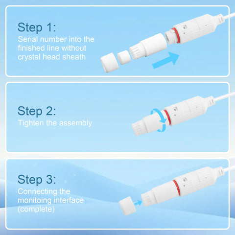 Straight Up POE To USB C Power Only Conversion Adapter assembly guide showing three steps for connecting and securing.