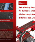 Beefy Pro Grade Sanding Belts And PSA Discs Set features strong joints and aluminum oxide material for extended belt life.