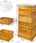 Five-Layer Langstroth Beehive Kit Plug-N-Play With Two Deep Breeding Boxes, dimensions shown