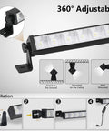 Diagram of Crazy Bright 24W LED Shop Lights 5400 Lumens 6000K with installation steps and adjustable mount.