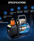 Heavy Duty Workhorse Hvac Vacuum Pump Pushing 3.5 Cfm Single Stage Torque for quick AC vent evacuation specifications.