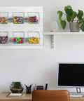Six Clear Slatwall Bins With Integrated Hooks Mount Hanging Organizer 5.1 x 5.1 x 5.1 Inch for Workshop Garage Office Craft Room