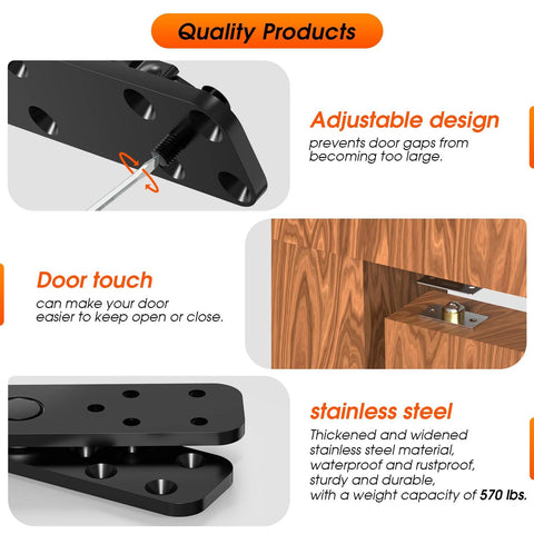 Heavy Duty Pivot Hinge Hardware Kit For Hidden Secret Doors And Bookcase Doors, adjustable steel hinges, installed example