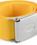 Paros Nylon Weight Belt For Freediving And Spearfishing With Quick Release Stainless Steel Buckle Durable Woven Nylon And Bright Yellow Visibility