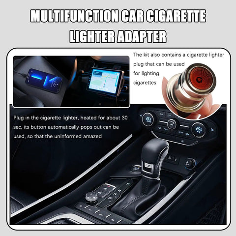 Boss Level Universal 12V Car Cigarette Lighter With Waterproof Heating Core And 24 Foot Extension Cord Plus Plug And Play Wiring Harness Sporting chrome trim and multifunction features in car interior.