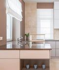Clear The Counter Clutter With This Slick Wooden Acrylic Display Shelf on kitchen counter, showcasing sleek multi-tier design.