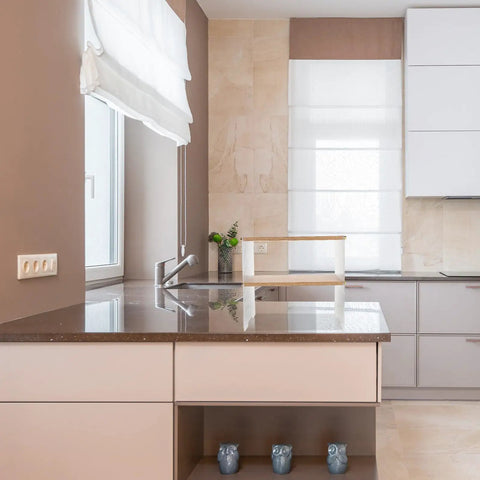 Clear The Counter Clutter With This Slick Wooden Acrylic Display Shelf on kitchen counter, showcasing sleek multi-tier design.
