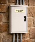 Installed Red Electrical Panel Sign For Fire Regulation Safety Compliance, Small Indoor Plastic Identification Sign on panel door