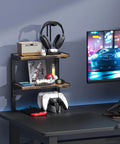 Expandable Under Desk Storage 2 Tier Shelf Clamp On Desk Organizer for office study room and game room wood construction space saver