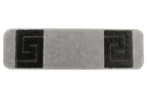 Indoor Slip Resistant Stair Treads With Greek Key Meander Design 8.5 Inch By 30 Inch Set Of 13 Machine Washable Beige Meander Carpet
