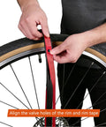 Applying Rim Strip Protector For Road And Mountain Bikes, High Strength Nylon Anti Puncture Rim Liner on bicycle wheel.