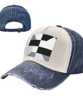Unisex Adjustable Cotton Baseball Cap With Classic Black And White Piano Grid Pattern Breathable Comfort Fit Sun Hat side and front view.