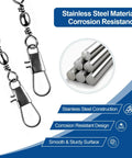 No More Line Twists With Ball Bearing Fishing Swivels, Anti Tangling Design With 360 Rotation, Quick Connect Safety Snaps, Saltwater And Freshwater Ready, 200 Pack For Smooth Casting And Trouble Free Retrieval, stainless steel