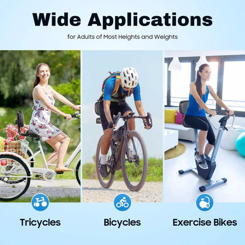 Comfy Bike Seat With Backrest For Electric Bikes And Tricycles Wide Cushioned Saddle With Back Support Soft Pad Height Adjustable Backrest Durable Replacement For Beach And Road Bikes on tricycle, bicycle, exercise bike