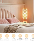 Touch Control Crystal Bedside Lamp With USB Ports, Dimmable 3 Way Gold Nightstand Light for Bedroom, bulb on nightstand