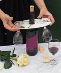 Two Pack Classic Wine Caddy Router Templates holding glasses and bottle, made of acrylic for kitchen inlay and DIY woodworking projects.